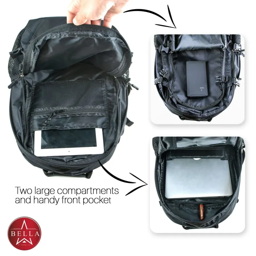 Solar Backpack 45L with Power Bank 6.5W 6V color Black