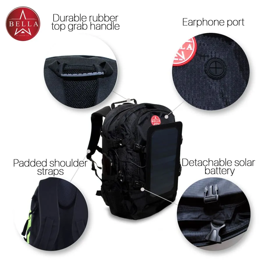 Solar Backpack 45L with Power Bank 6.5W 6V color Black