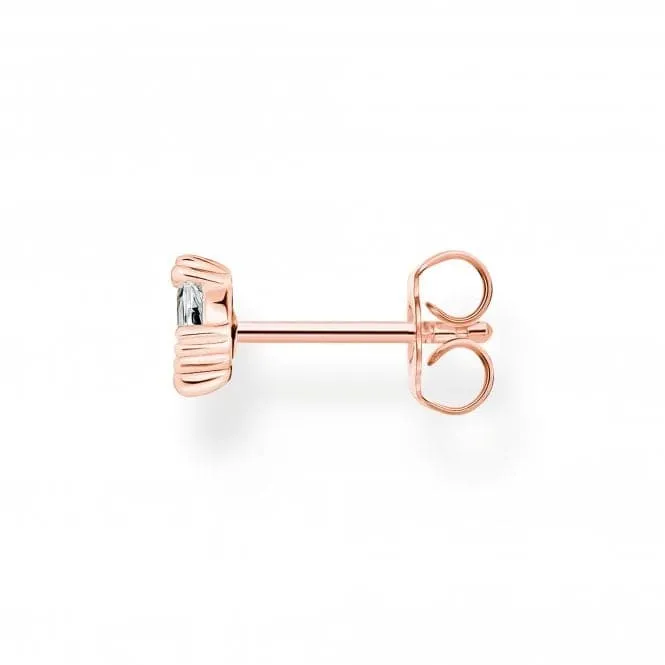 Sterling Silver Rose Gold Plated Ice Crystal Single Earring H2259-416-14