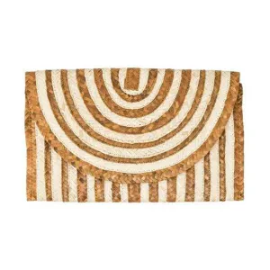 Straw Clutch Purse White Brown - Beach Bag Envelope Wallet