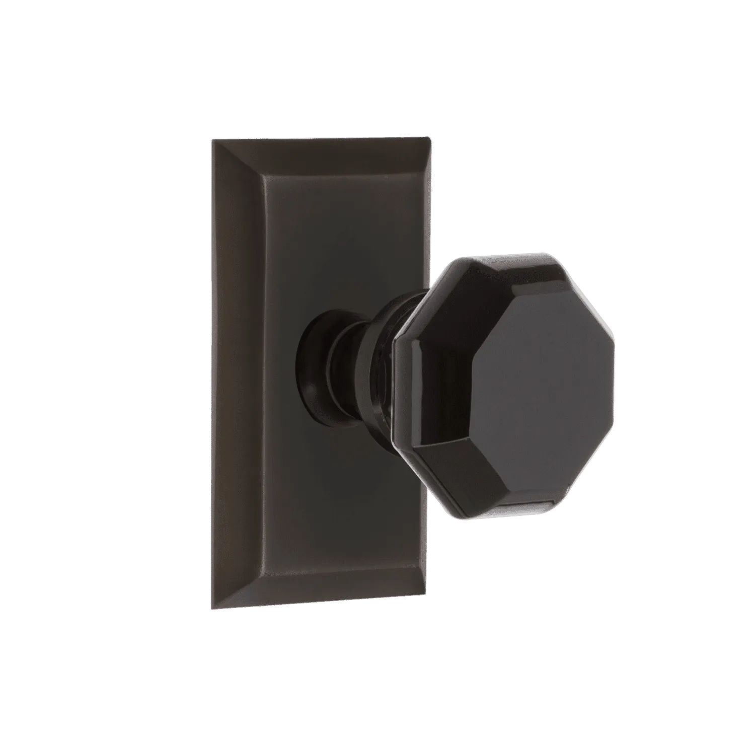 Studio Short Plate with Black Waldorf Knob in Timeless Bronze