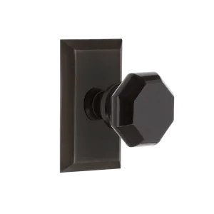 Studio Short Plate with Black Waldorf Knob in Timeless Bronze