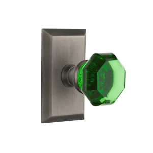 Studio Short Plate with Emerald Waldorf Knob in Antique Pewter