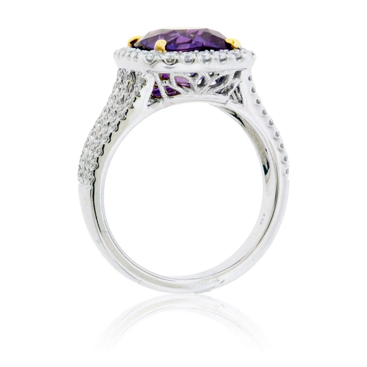 Stunning Cushion No Heat Purple Sapphire & Diamond Ring