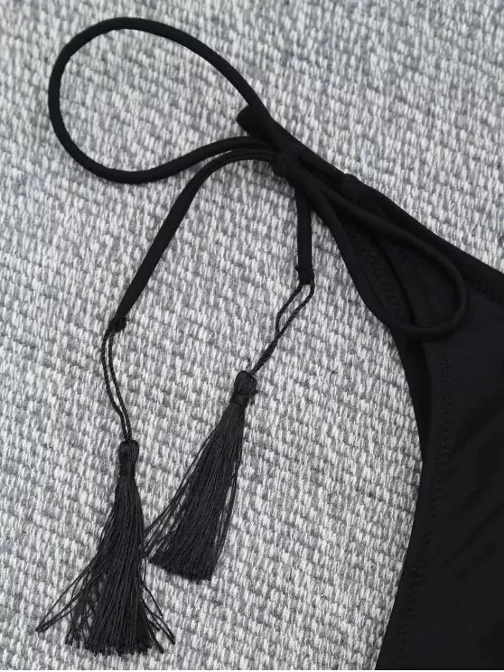 Stunning Embroidered Bikini Bra with Thong String Bottoms