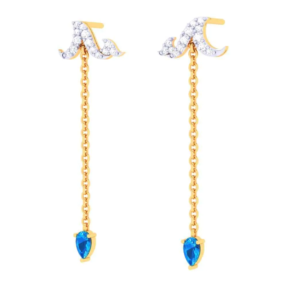 Stunning Gold Earrings With Dropping Droplet Design From Goldlites Collection