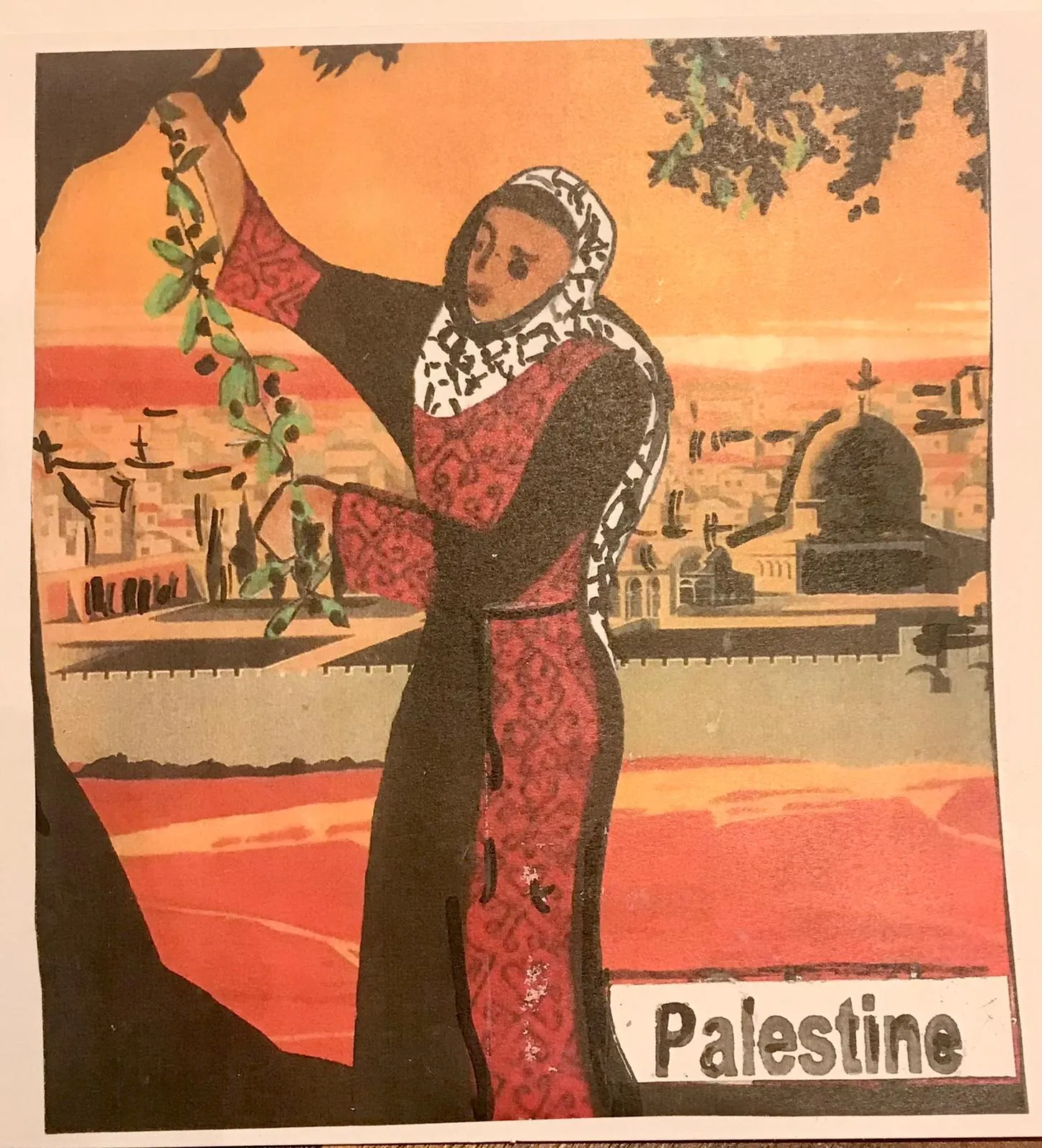 Stunning Individually hand-printed Palestine themed Cards (5 pack)