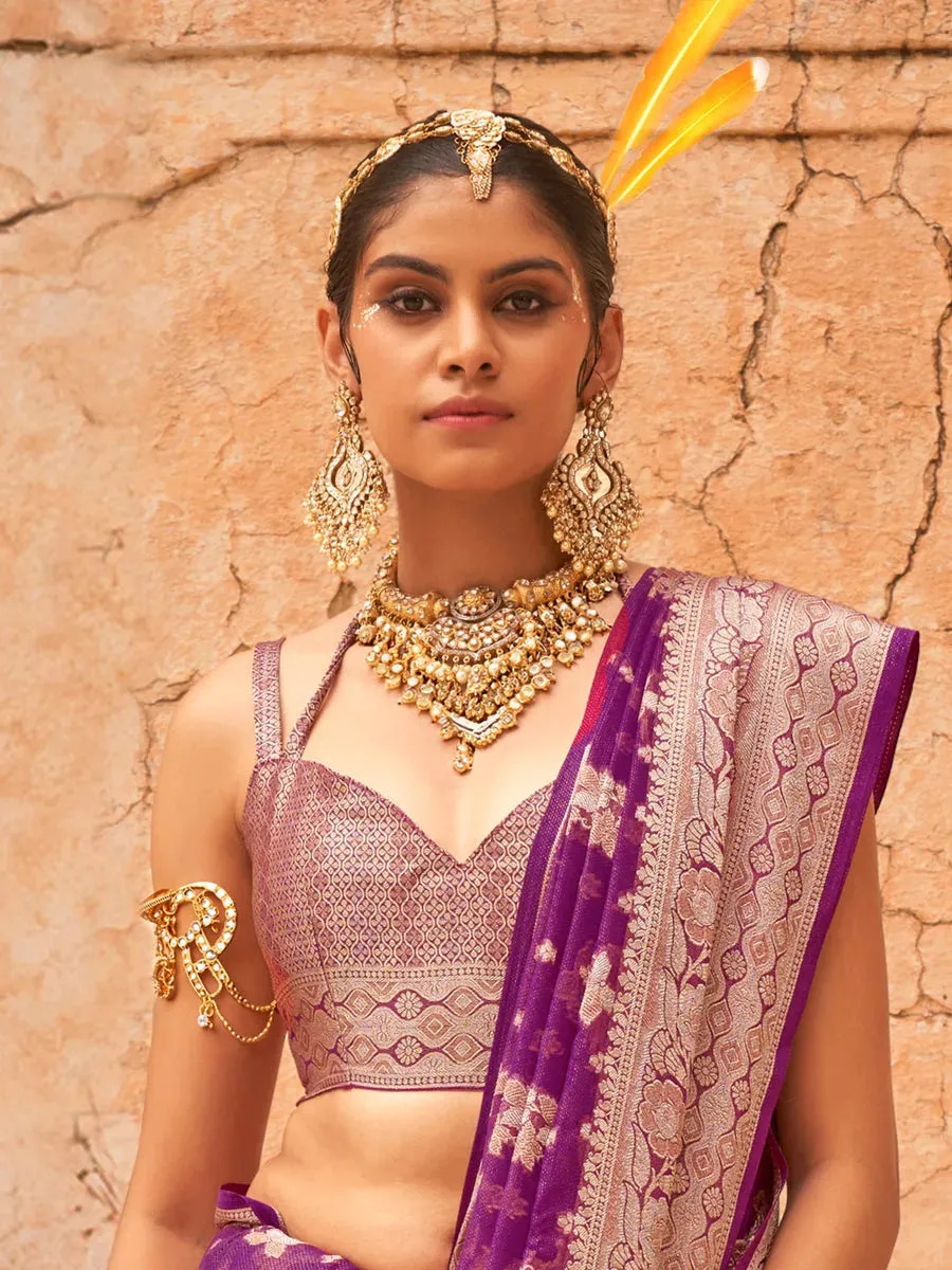 Stunning Magenta Georgette Saree with Weaving Butta Border