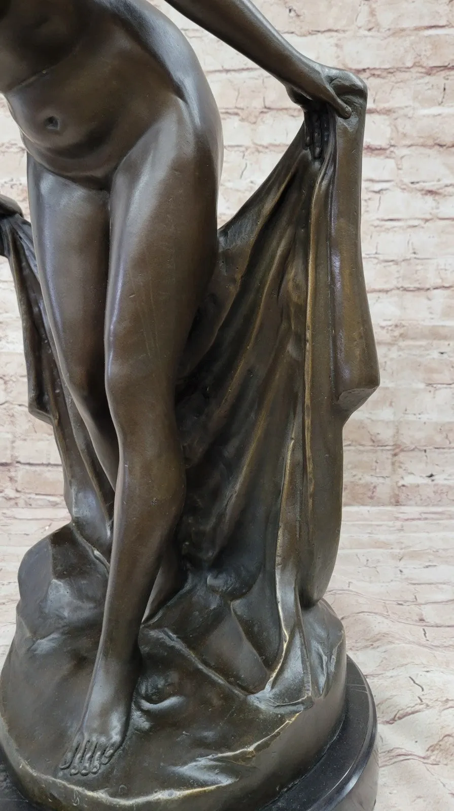 Stunning Nude Woman Showering Bronze Sculpture Lost Wax Method Artwork