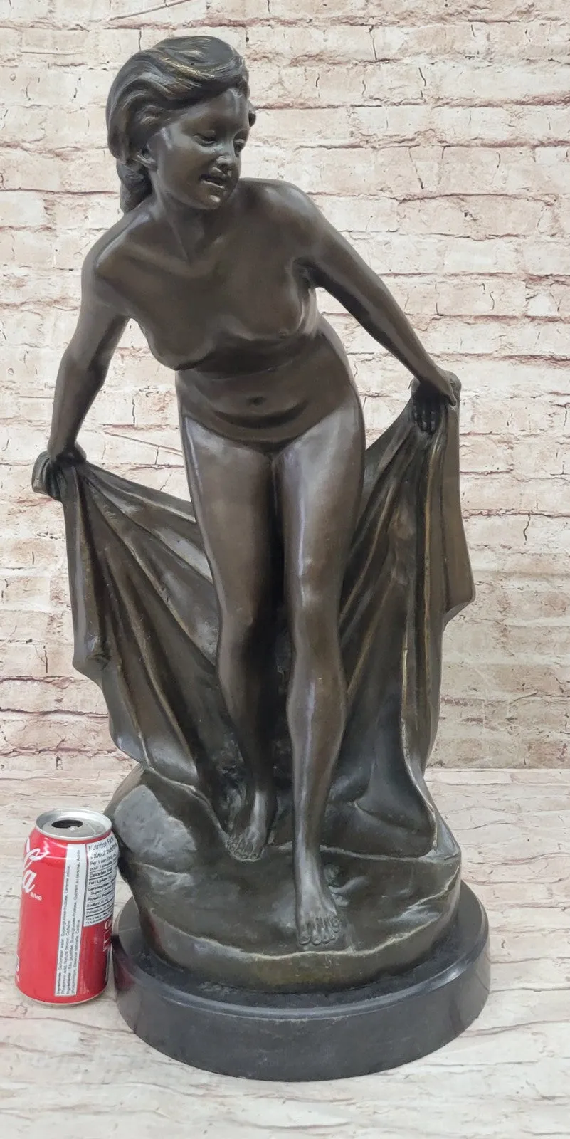 Stunning Nude Woman Showering Bronze Sculpture Lost Wax Method Artwork