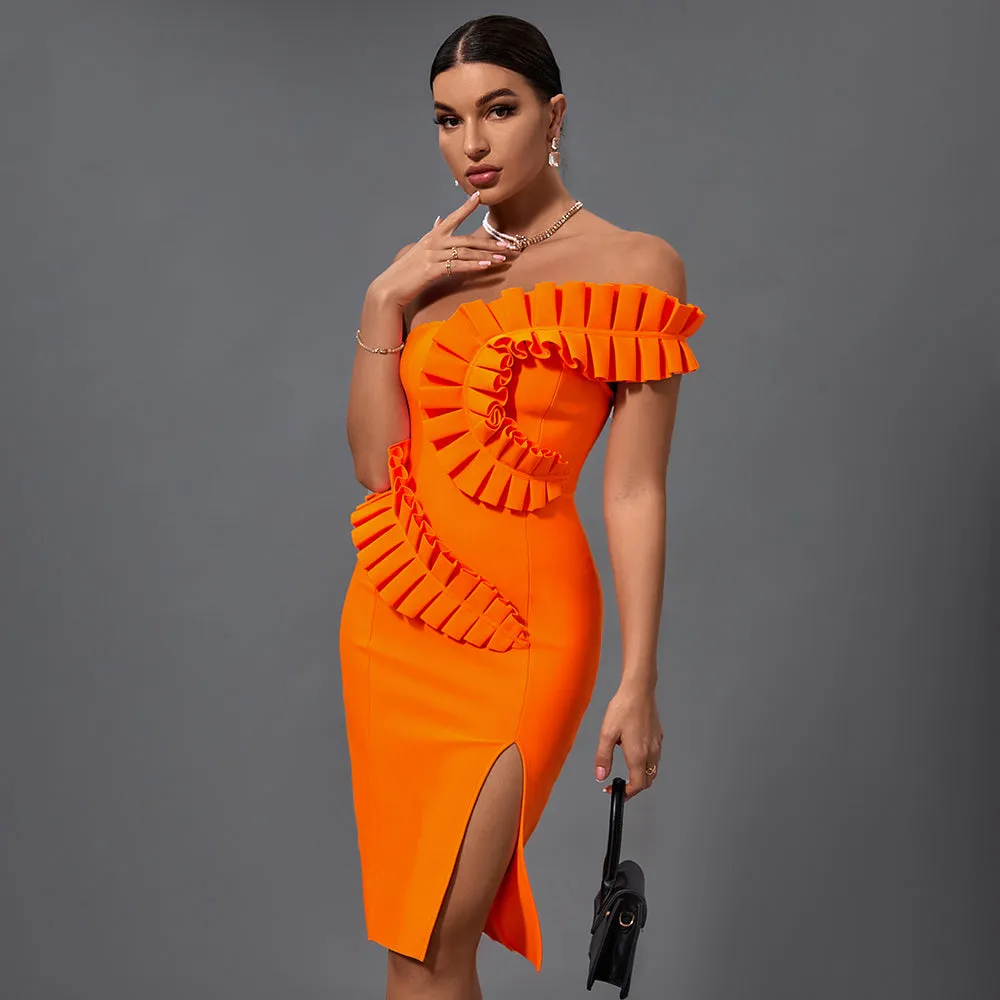 Stunning One-Shoulder Embellished Bandage Dress