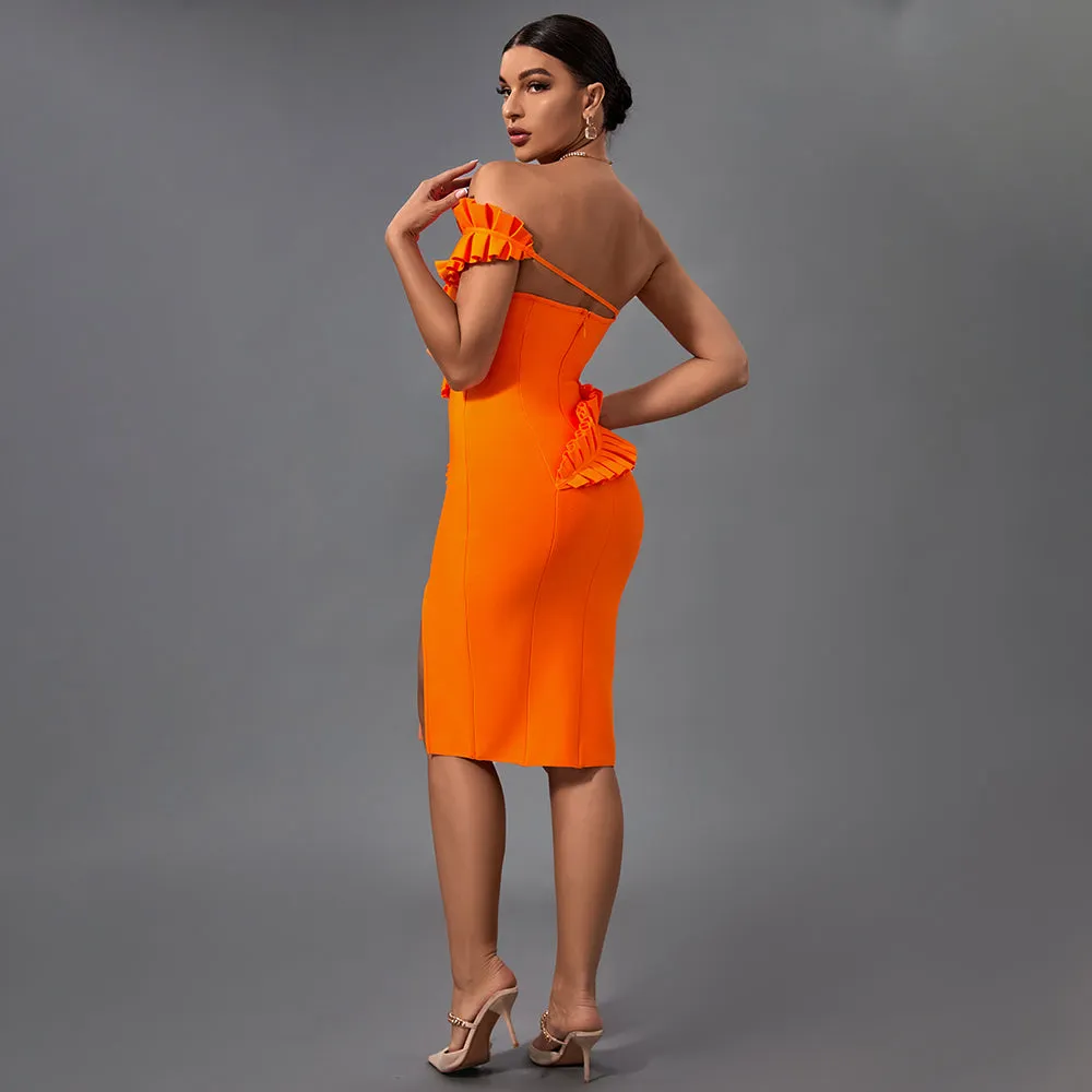 Stunning One-Shoulder Embellished Bandage Dress