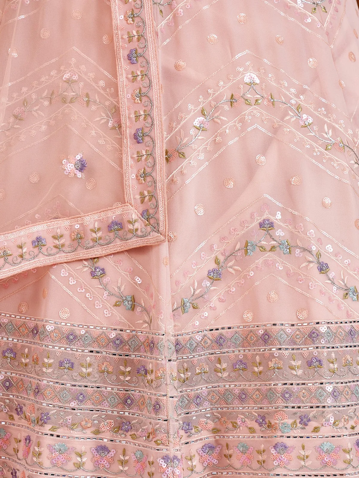 Stunning Pink Georgette Semi Stitched Lehenga With Unstitched Blouse