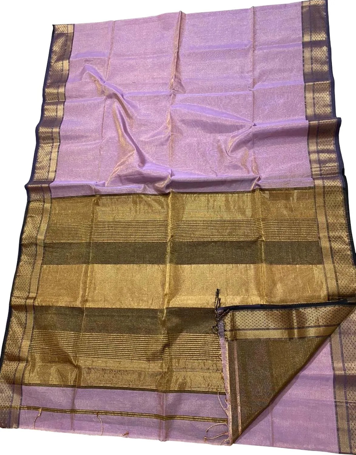 Stunning Pink Maheshwari Tissue Silk Saree