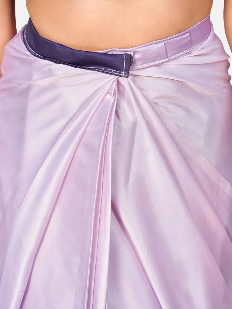Stunning Purple and White Satin ready to Wear Saree