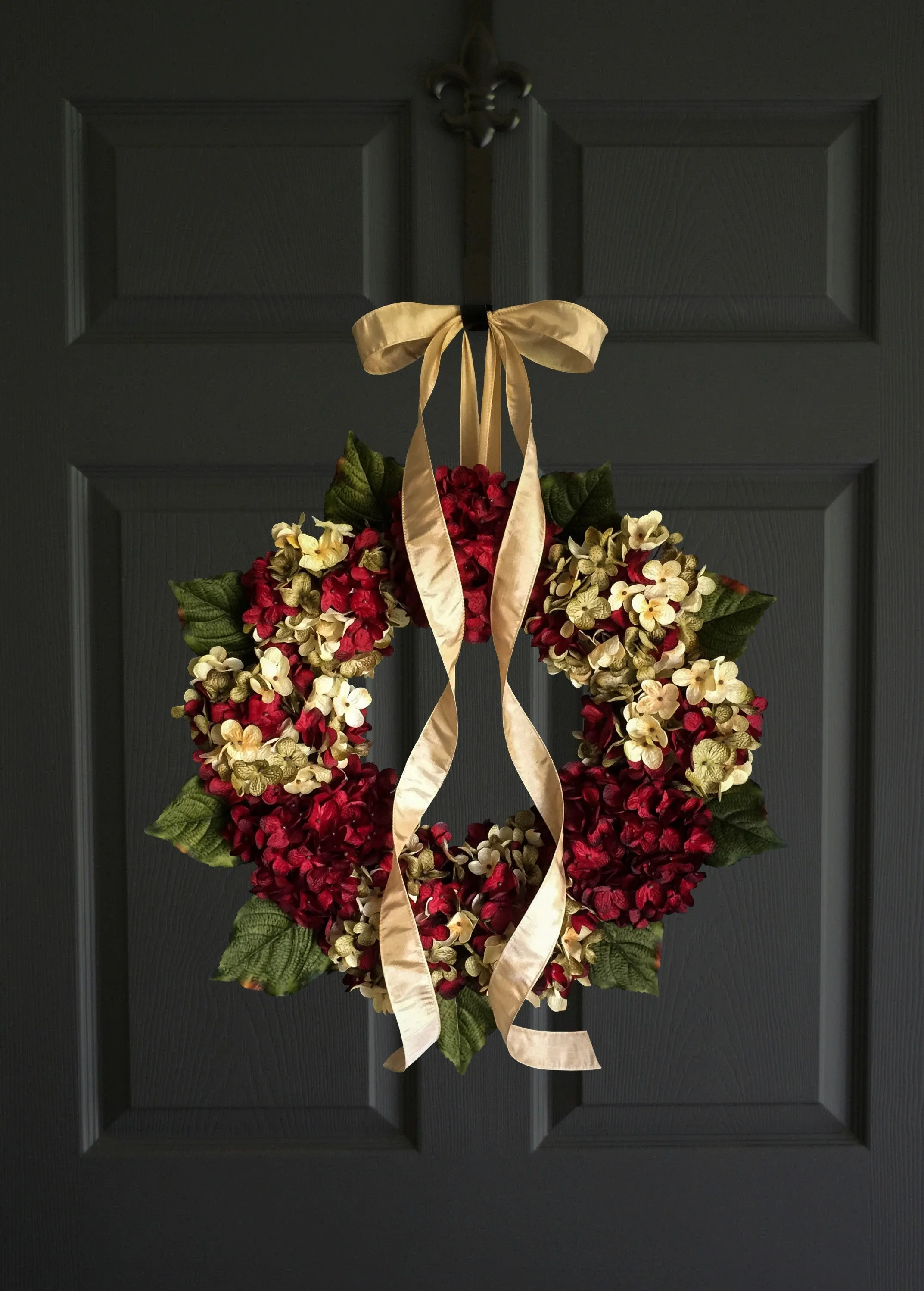 Stunning Red Hydrangea Front Door Wreath