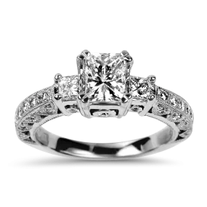 Tacori Estate Platinum Classic Crescent Princess-Cut Diamond Ring