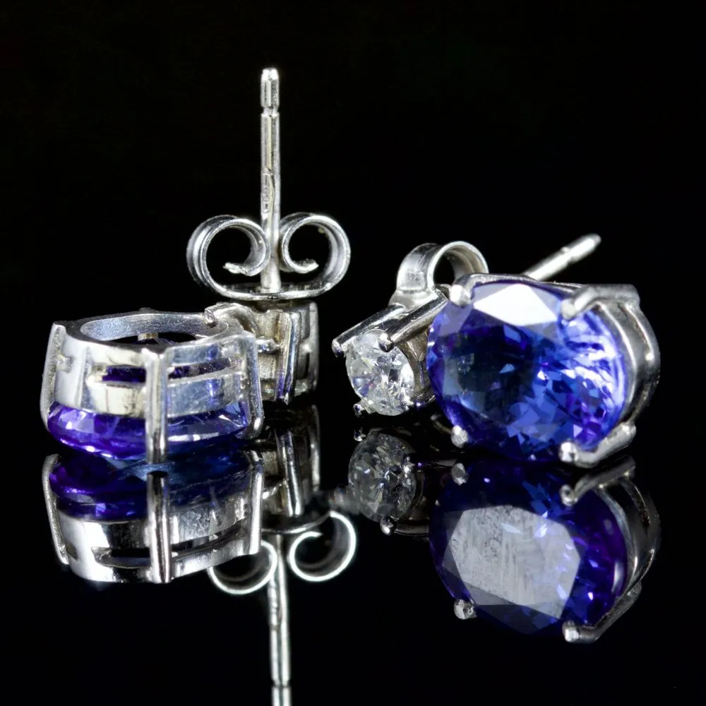 Tanzanite Diamond Earrings 18Ct White Gold