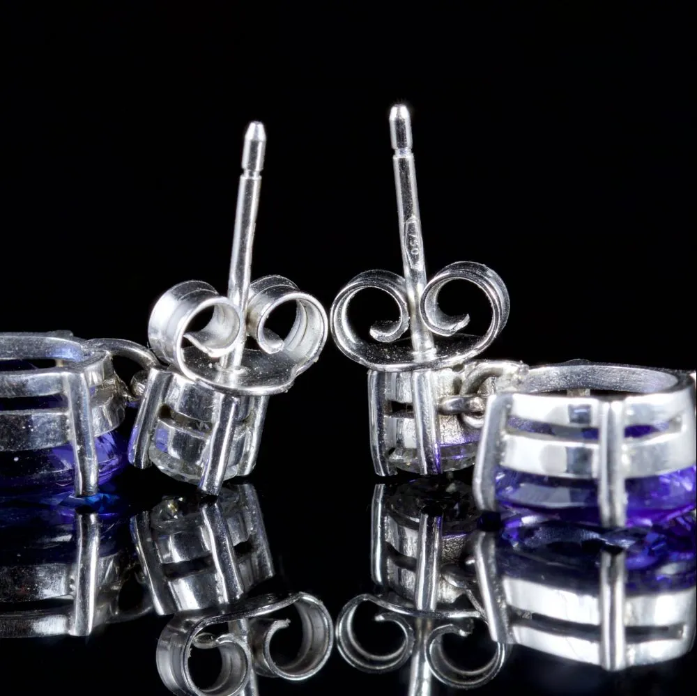 Tanzanite Diamond Earrings 18Ct White Gold