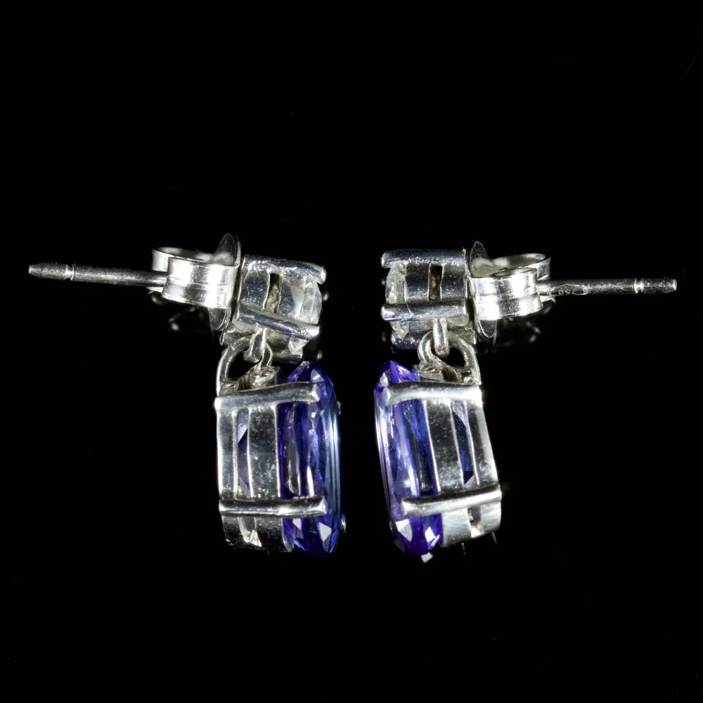 Tanzanite Diamond Earrings 18Ct White Gold