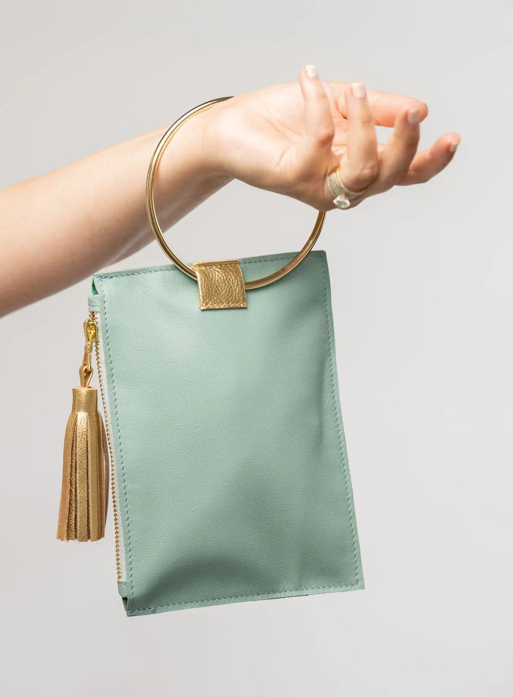 The Metal Ring Wristlet | Seafoam