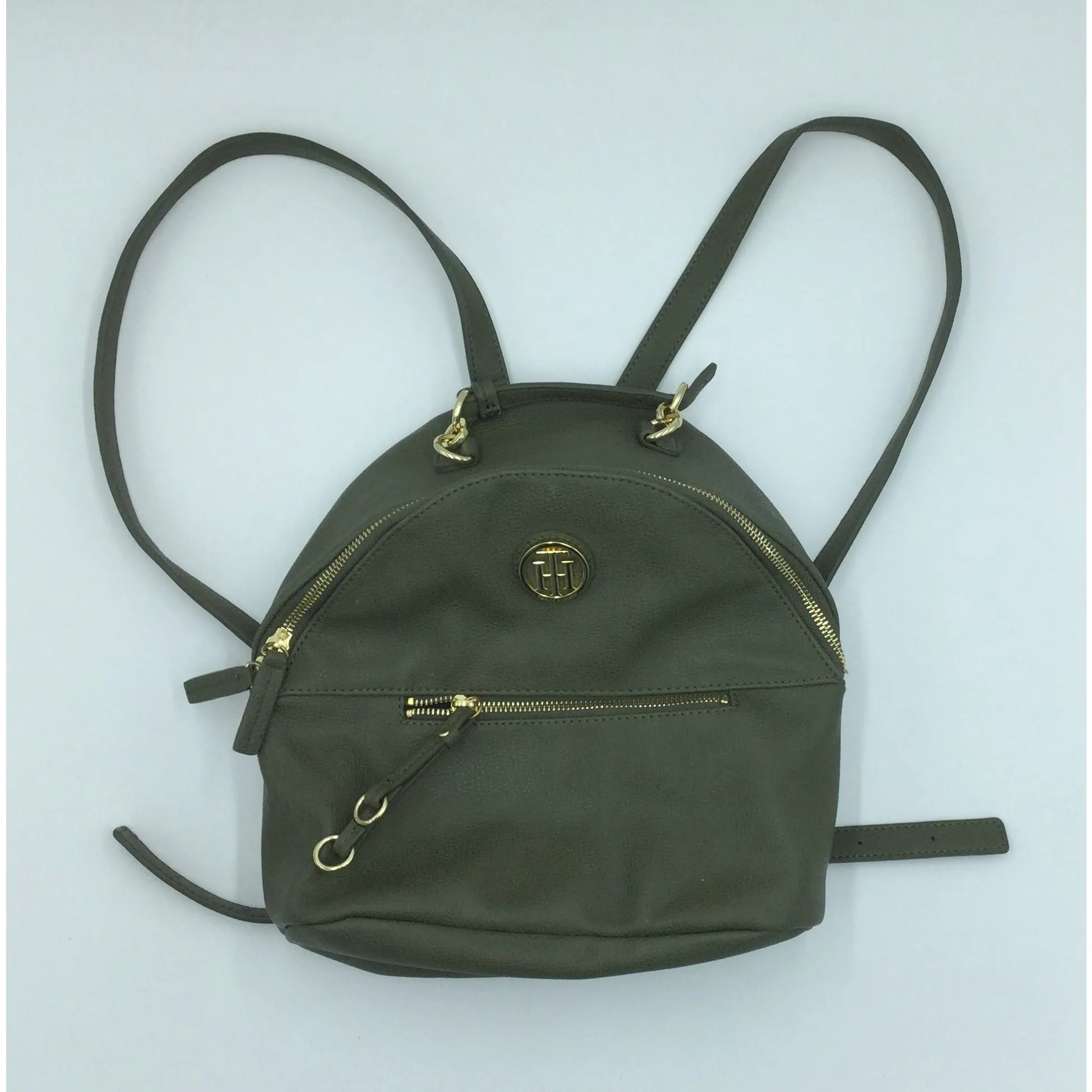 Tommy Hilfiger Women Elegant Olive Green Leather Backpack 