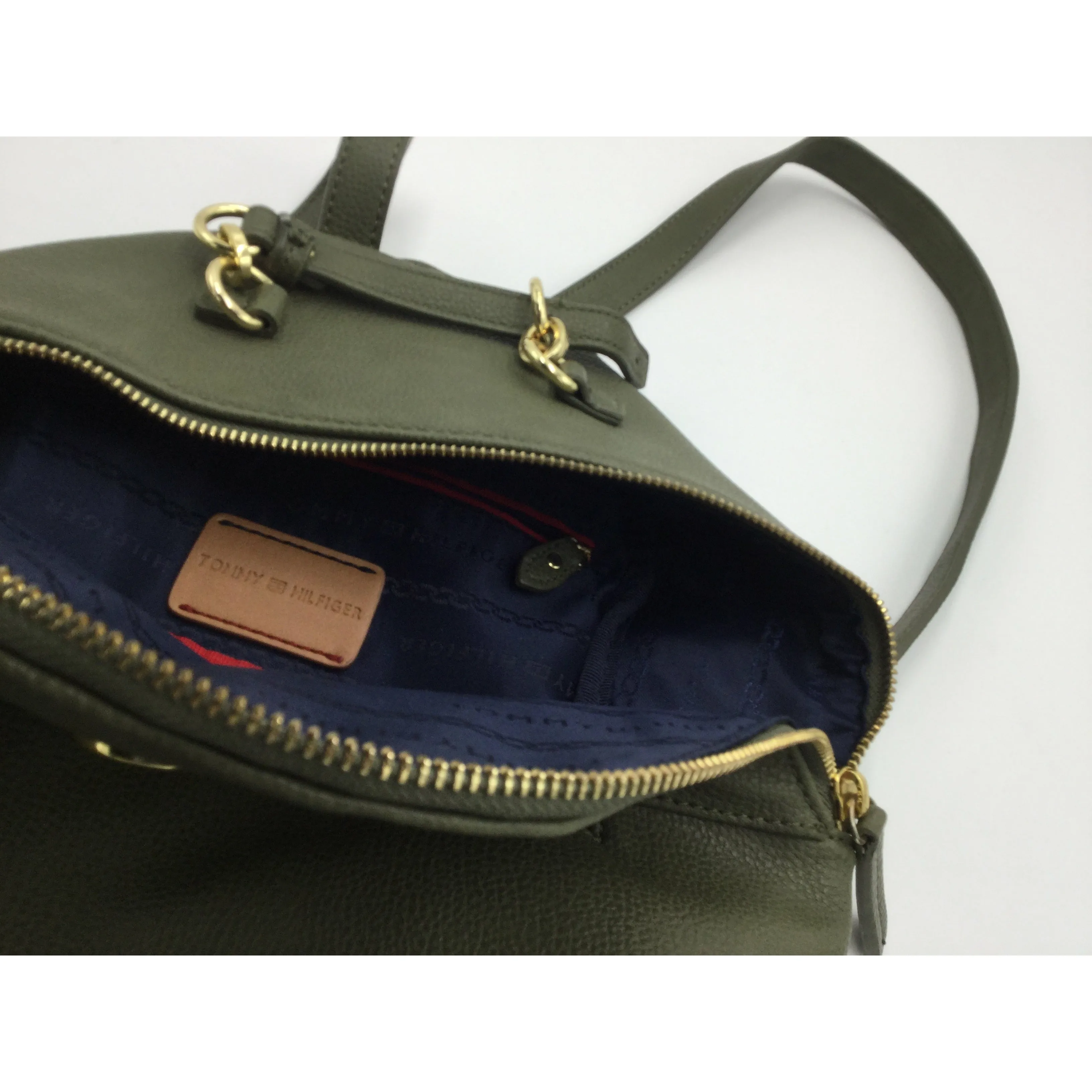 Tommy Hilfiger Women Elegant Olive Green Leather Backpack 