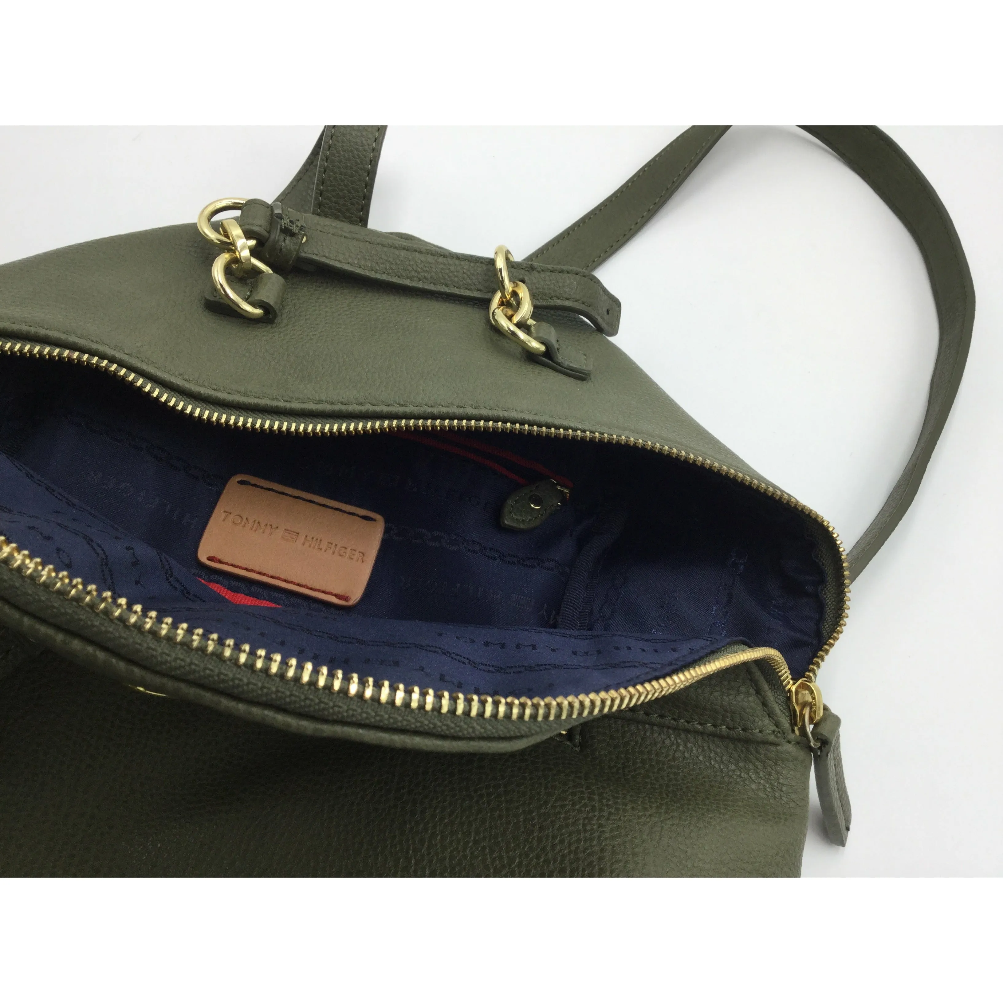 Tommy Hilfiger Women Elegant Olive Green Leather Backpack 