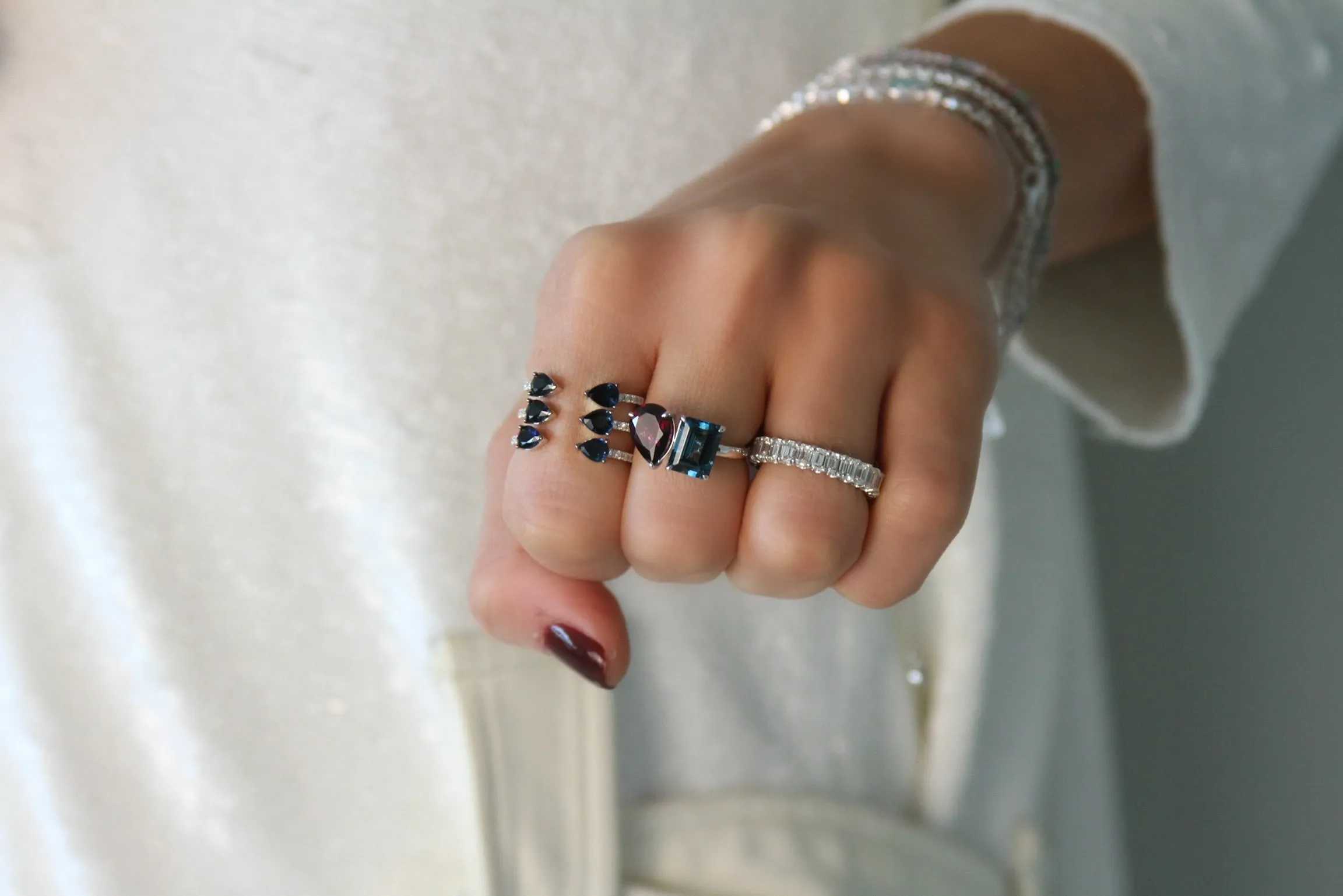 Two Stone Semi Precious Ring