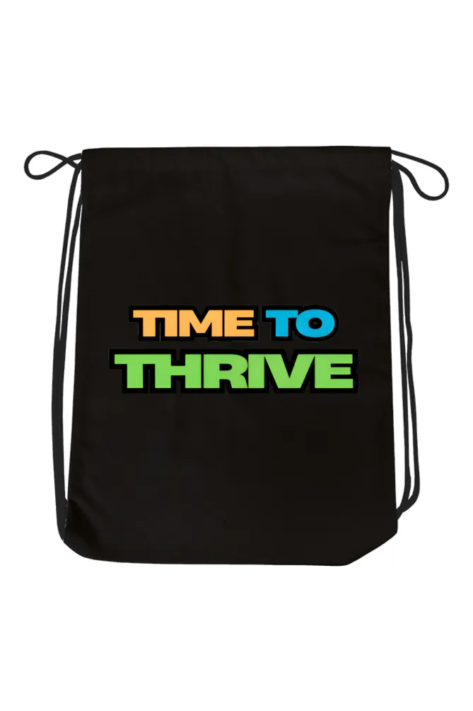 Unisex 100% Cotton Canvas Drawstring Bag - Time to Thrive