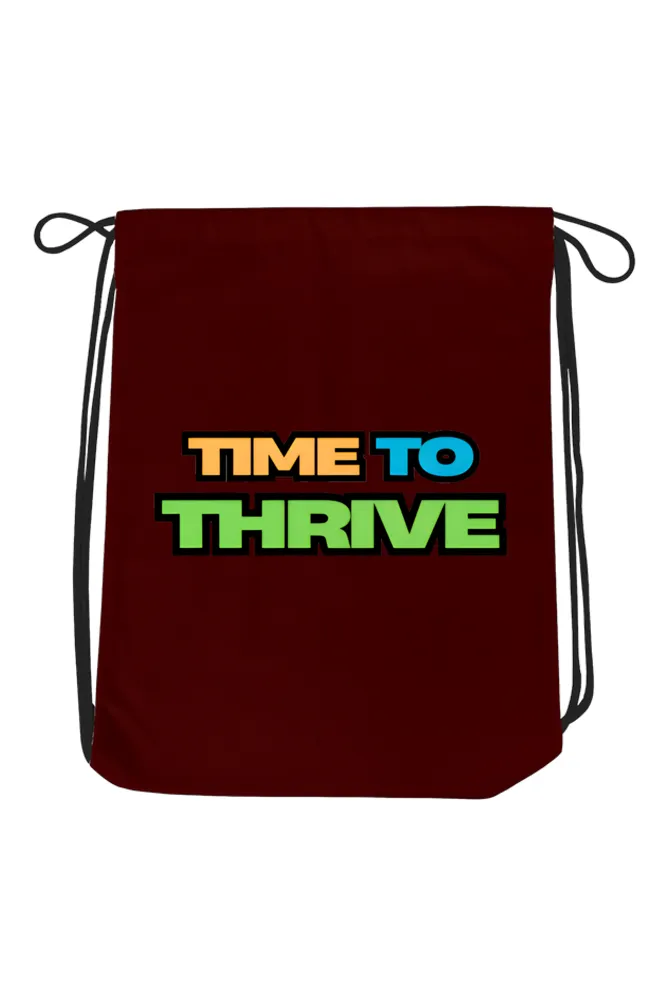 Unisex 100% Cotton Canvas Drawstring Bag - Time to Thrive
