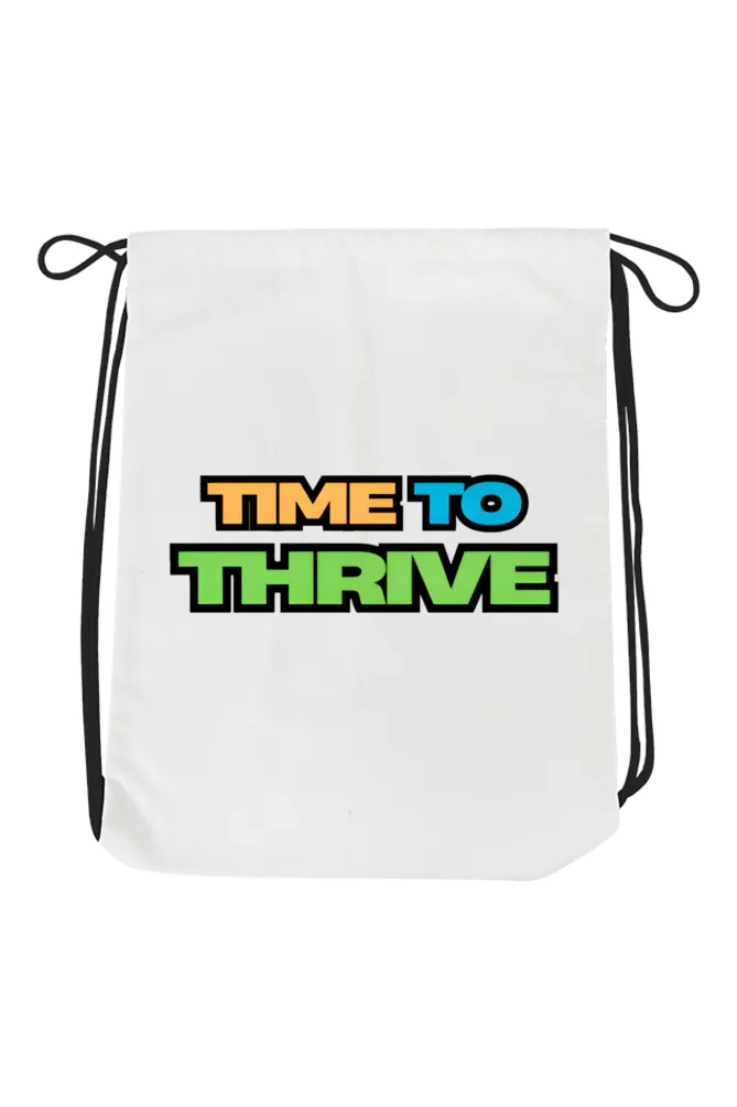 Unisex 100% Cotton Canvas Drawstring Bag - Time to Thrive