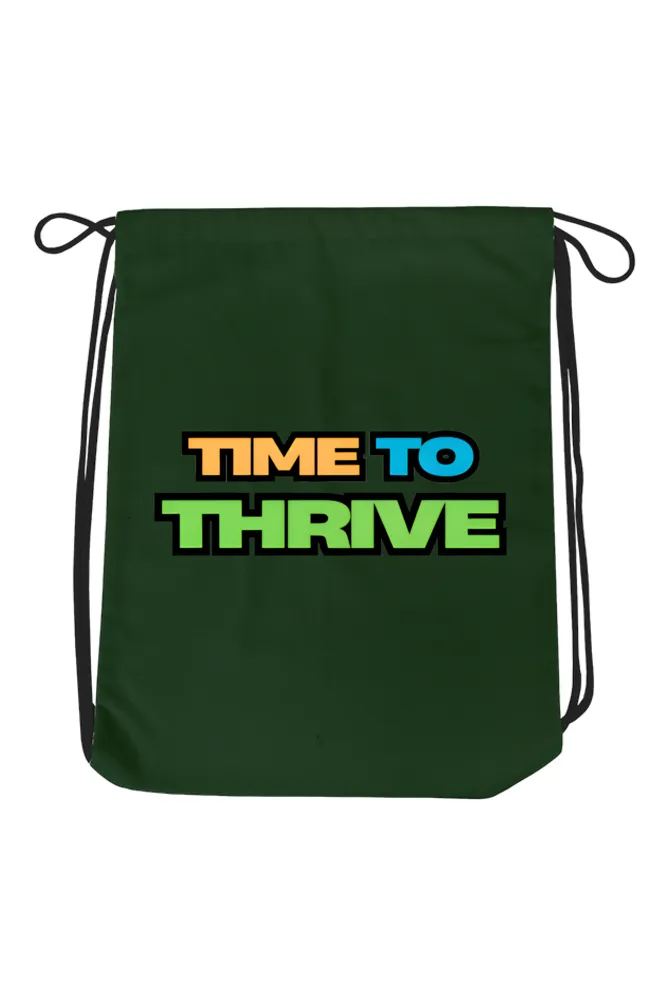 Unisex 100% Cotton Canvas Drawstring Bag - Time to Thrive