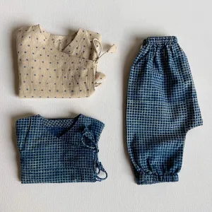 UNISEX ORGANIC ZOO BAG - INDIGO RAIDANA AND CHECK ANGARAKHA   PANTS