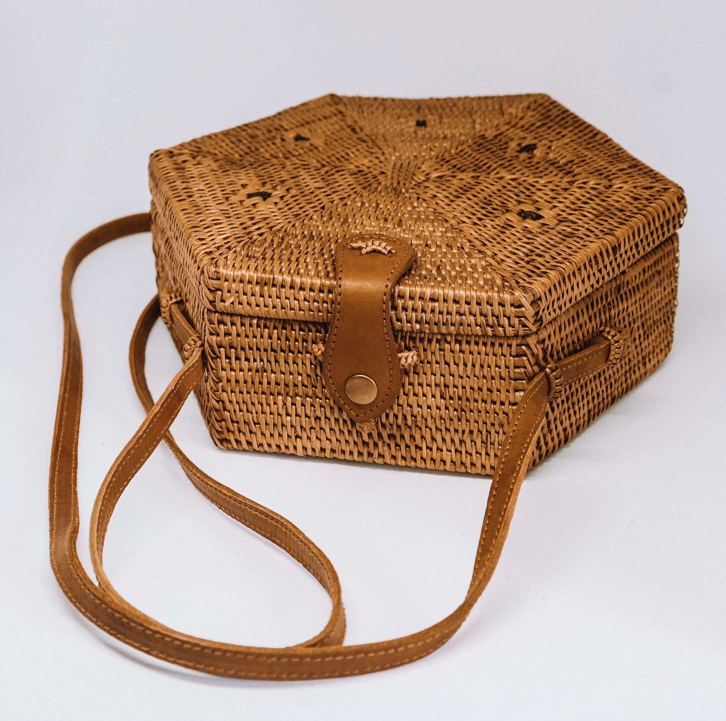 Vegan Hexagon Rattan Bag