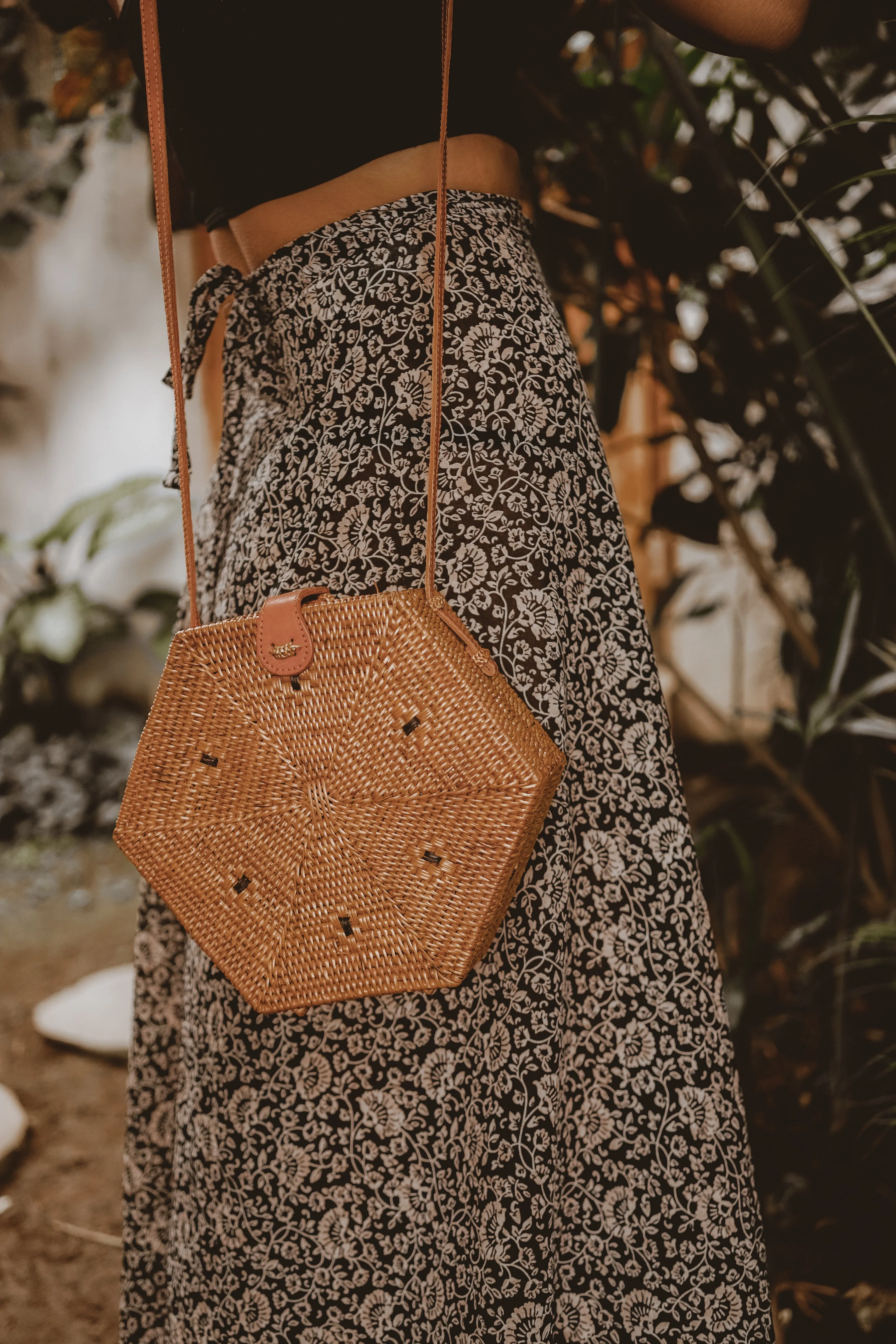 Vegan Hexagon Rattan Bag