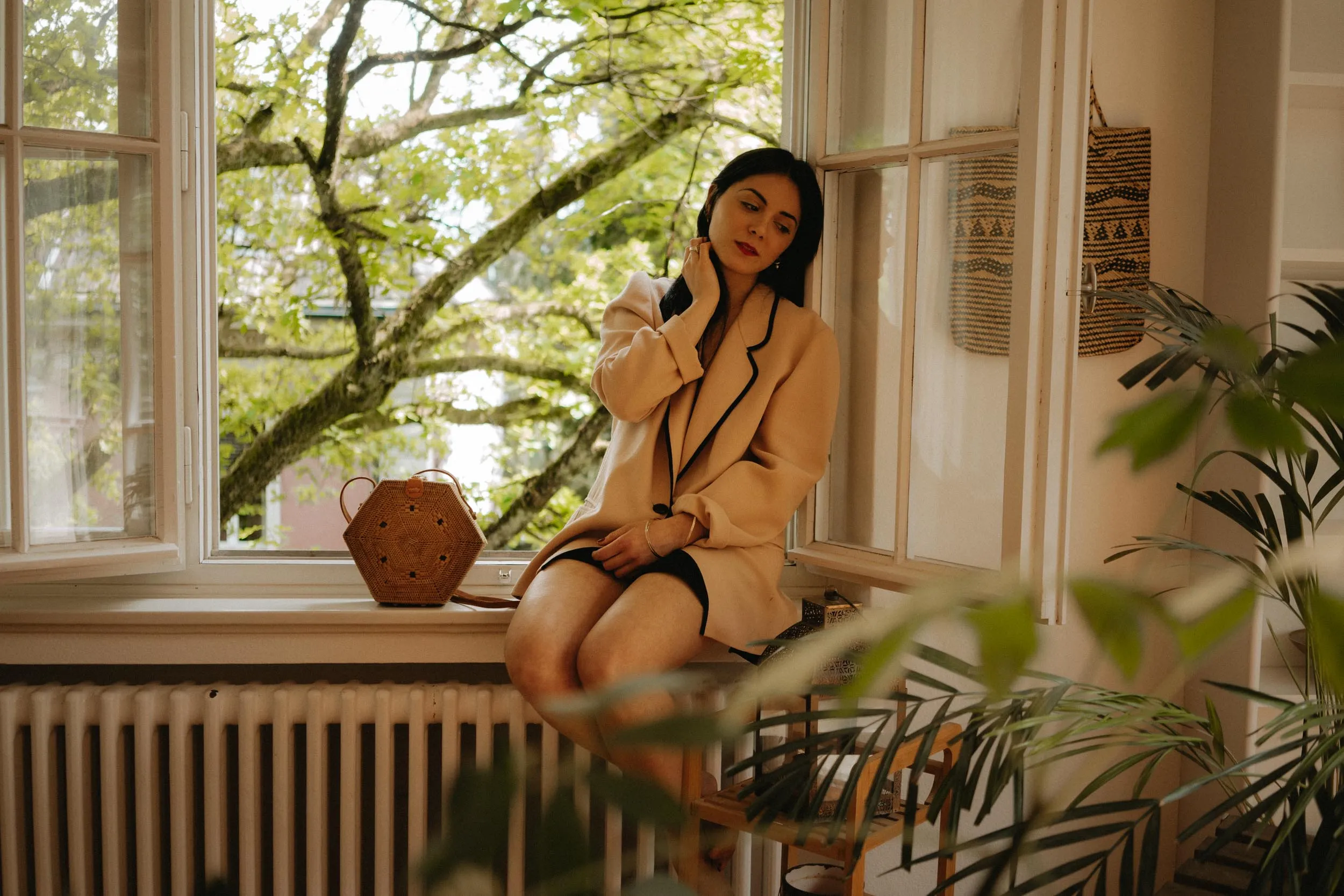Vegan Hexagon Rattan Bag