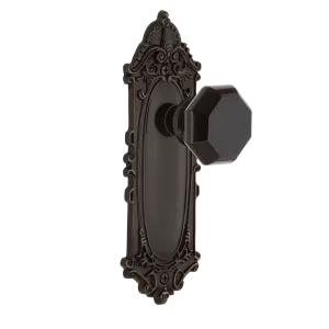 Victorian Long Plate with Black Waldorf Knob in Timeless Bronze