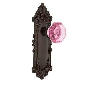 Victorian Long Plate with Pink Waldorf Knob in Timeless Bronze