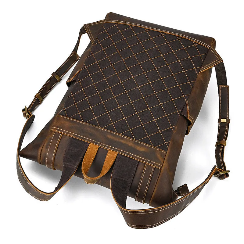 Vintage 16" Large Storage Leather Backpack 2035