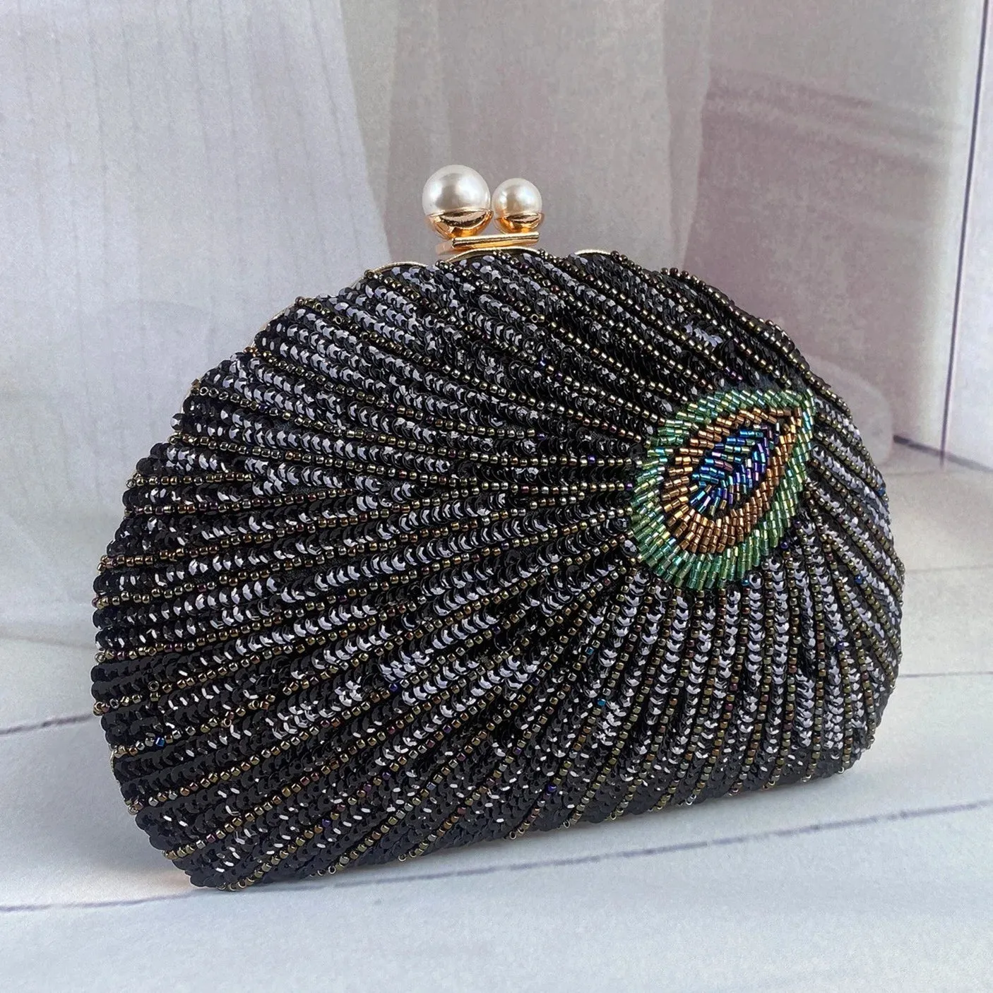 Vintage Beaded Embroidery Clutch