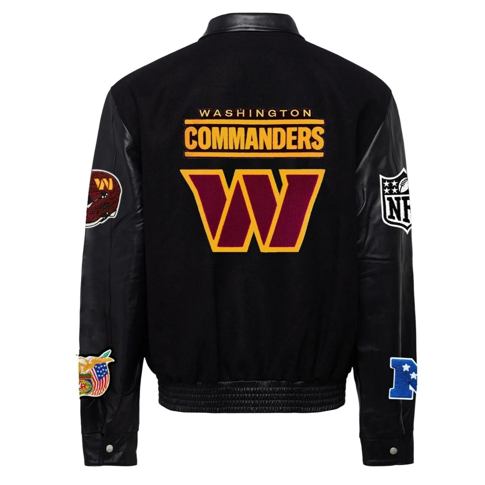 WASHINGTON COMMANDERS WOOL & LEATHER VARSITY JACKET Black/Black