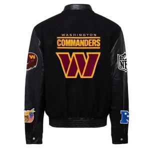 WASHINGTON COMMANDERS WOOL & LEATHER VARSITY JACKET Black/Black