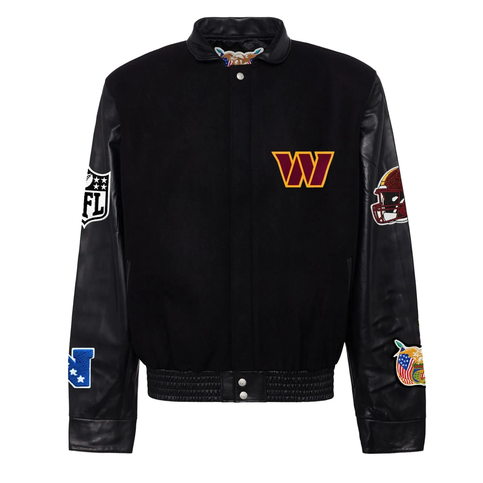 WASHINGTON COMMANDERS WOOL & LEATHER VARSITY JACKET Black/Black