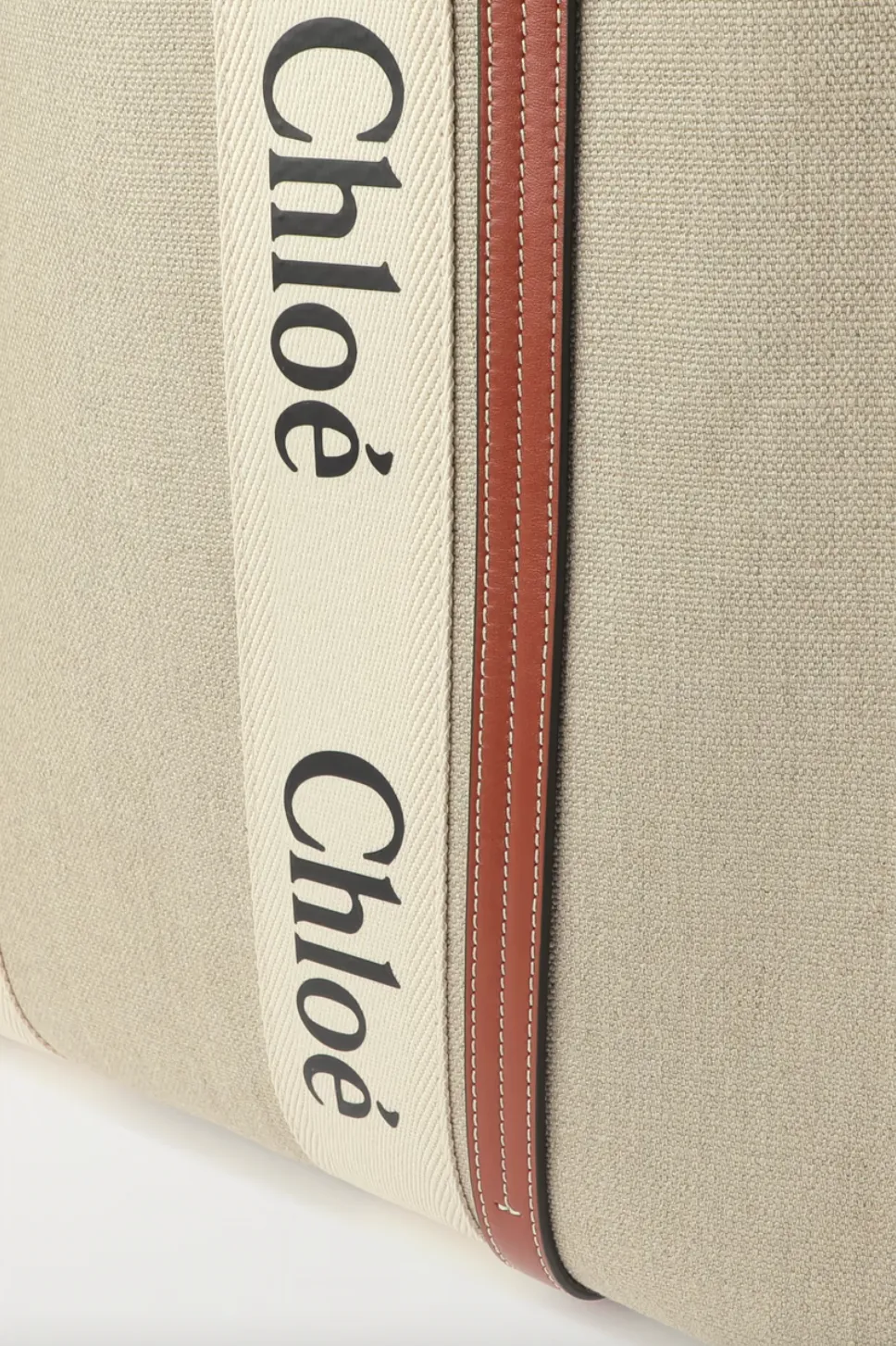 Woody large leather-trimmed linen tote