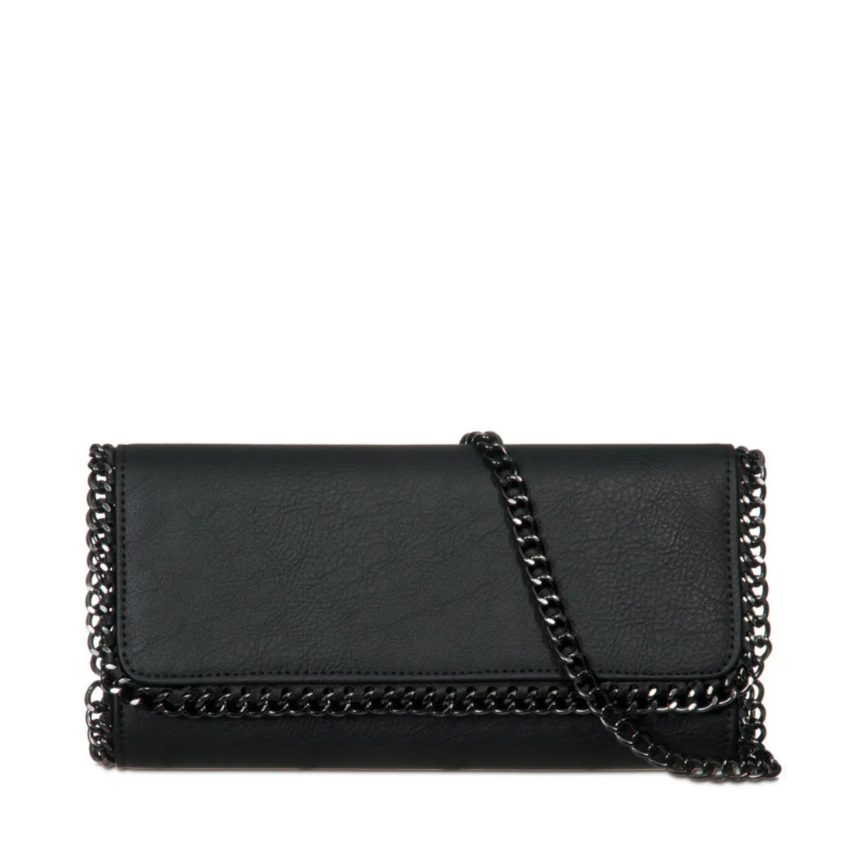 Zaya Black Chain Trim Clutch Bag