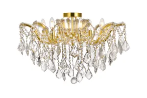ZC121-2800F24G/EC - Regency Lighting: Maria Theresa 6 light Gold Flush Mount Clear Elegant Cut Crystal