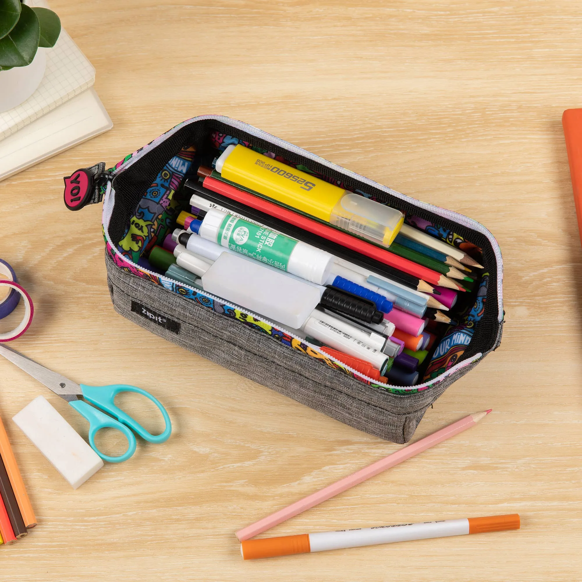 ZIPIT Lenny Pencil Case: Grey